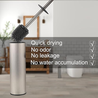 Toilet Brush and Holder,Stainless Steel Toilet Brushes for Bathroom with Holder 2pack Brushed Nickel - color: Brushed Nickel