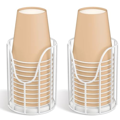 Luxspire Bathroom Cup Dispenser, 3-5oz Dixie Cup Dispenser, Metal Dixie Cup Holder, Disposable Paper Cup Holder for Bathroom, Cotton Pad Holder, Guest Bathroom Essentials, White, 2 Pack | Holds 3-5oz Dixie cups, Spring-loaded design for guest bathrooms, A