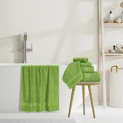 GLAMBURG Ultra Soft 8-Piece Towel Set - 100% Pure Ringspun Cotton, Contains 2 Oversized Bath Towels 27x54, 2 Hand Towels 16x28, 4 Wash Cloths 13x13 - Ideal for Everyday use, Hotel & Spa-Kiwi Green - color: Kiwi Green, size: 8 Piece Towel Set