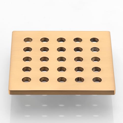 3.75 INCH Square Shower Drain Cover 95MM Floor Drain Grille (Brushed Gold) - color: Brushed Gold
