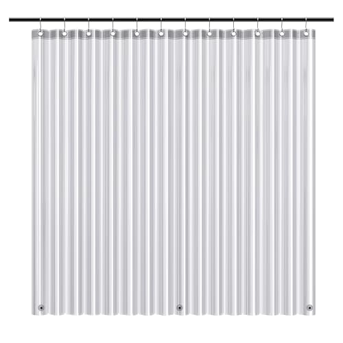 EHZNZIE Clear Black Shower Curtain Liner 72x72, PEVA Waterproof Bath Curtain, No Chemical Smell, 3 Weighted Magnets, Durable with Rustproof Metal Grommets - color: Clear Black, size: 72"W x 72"L (Pack of 1)