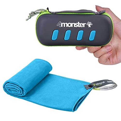 4Monster Camping Towel Super Absorbent-Quick Dry Microfiber Towel Ultra Compact & Soft-Travel Towel Lightweight for Backpacking,Hiking,Gym,Beach,Swimming,Yoga - color: Blue, size: 31.50" x 15.70"