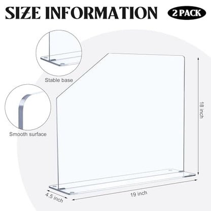 Vesici 2 Pcs Clear Acrylic Sink Splash Guard Freestanding Panel Barrier with Easy Reach Cutaway Kitchen Guard Protective Splatter Barrier for Home Hospital(19" Length, 18" Height, 4.5" Base) - size: 19" Length, 18" Height, 4.5" Base