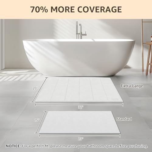 Yolife 32"x 20" Stone Bath Mat Large, Diatomaceous Earth Bath Mat for Bathroom, Super Absorbent Quick Drying Stone Shower Mat, Non-Slip Natural Diatomite Bathroom Floor Mat, Easy to Clean (White Grey) - color: White Grey