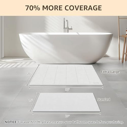 Yolife 32"x 20" Stone Bath Mat Large, Diatomaceous Earth Bath Mat for Bathroom, Super Absorbent Quick Drying Stone Shower Mat, Non-Slip Natural Diatomite Bathroom Floor Mat, Easy to Clean (White Grey) - color: White Grey