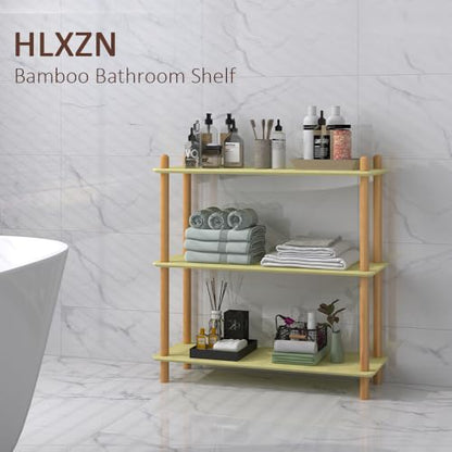 3-Tier Bamboo Freestanding Shelf Unit, Versatile Open Shelf Display - size: 31.5''W 3-tier