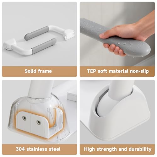 Toilet Safety Rails for Seniors, Super Heavy Duty Handicap Toilet Rails with Foldable Handles, Toilet Safety Frame Rails with Arms for Disabled Pregnant, Toilet Assistance for Elderly