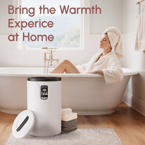 LCD Screen Towel Warmers for Bathroom | Fast-Heating Towel Warmer Bucket for Spa, Auto Shut-Off, Fits Two 40''x70'' Oversized Towels, Blankets, Bathrobes, PJ's - size: LCD Screen