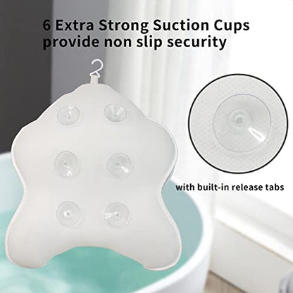 Extra Thick Large Bath Pillow with Neck,Back,Head Support for Bathtub | Soft 3D Mesh Fabric＆Quick Dry, Fits All Tubs, Bath Soaking Accessories, Spa Gifts, White(19''x15'') - size: White(19''x15'')