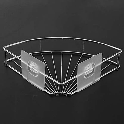 Yctze Corner Shower Shelf, Punch Free Stainless Steel Bathroom Storage Shelf, Cosmetic Organizer Rack Floating Wall with Adhesive for Kitchen Dormitory