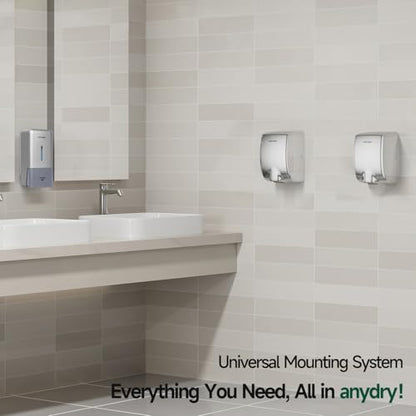 anydry Compact Hand Dryer for Bathrooms, Polished Stainless Steel Finish | Ideal for Commercial or Home Use, High-Speed Airflow, Fast Drying, AC 100–130 V~, Smart Warm Wind, Easy Hardware Wiring - color: Polished Stainless Steel