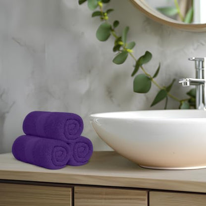 Avalon Towels Wash Cloths 12 Pack Purple 100% Cotton Washcloths 12x12 Face Towels, Wash Rags, Facial Towel, fingertip Towel for Bathroom, Purple Washcloth - color: Purple