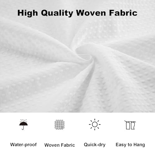 Boho Shower Curtain Set, Waterproof Fabric Shower Curtains, Luxury Hotel Style, Waffle Texture, Heavy Duty, Extra Long Bath Curtain, No Hook, Bathroom Decor, 72x72 Inch, White - size: 72"W x 72"L (Pack of 1)