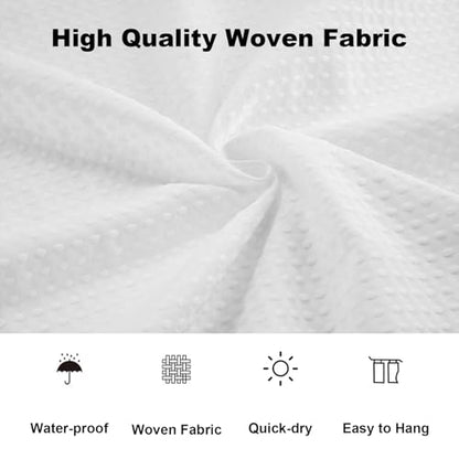 Boho Shower Curtain Set, Waterproof Fabric Shower Curtains, Luxury Hotel Style, Waffle Texture, Heavy Duty, Extra Long Bath Curtain, No Hook, Bathroom Decor, 72x72 Inch, White - size: 72"W x 72"L (Pack of 1)