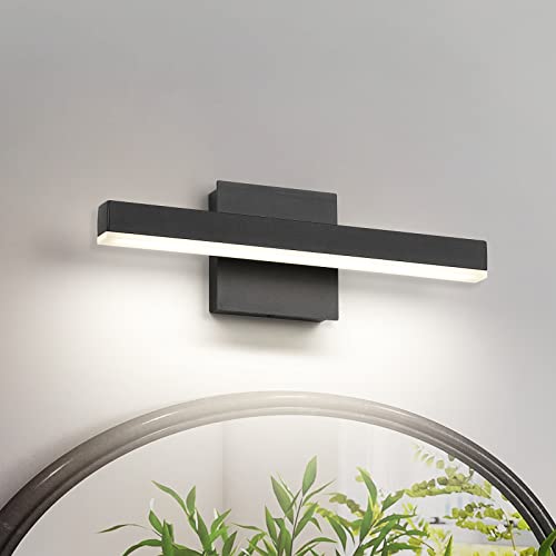 Joossnwell LED Bathroom Vanity Lighting Fixture Modern Bath Light Bar 15.75inch Black Wall Sconce 12W 4000K - color: Black-Not Dimmable, size: 15.7"Long-4000K
