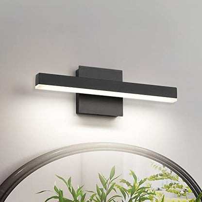 Joossnwell LED Bathroom Vanity Lighting Fixture Modern Bath Light Bar 15.75inch Black Wall Sconce 12W 4000K - color: Black-Not Dimmable, size: 15.7"Long-4000K