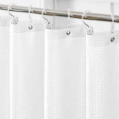 QiyI 3 in 1 Waffle Shower Curtain Set with Liner, White, 36 x 72 | Shower Curtain and Liner Set with Hooks, Waterproof Stall Bathroom Curtain with PEVA Liner & 6 Double Sided Plastic Rings - color: White, size: 36"W x 72"L (Pack of 1)