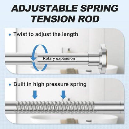 CorkLatta Chrome Shower Curtain Rod 31 to 104 Inch,1 Inch Diameter Adjustable Spring Tension Curtain Rod No Drilling Stainless Steel Telescoping Rod,No Rust | 1 Inch Diameter Stainless Steel Tension Curtain Rod Non slip, No Drill Shower Rods for Bathroom,