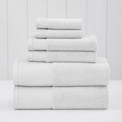 Modern Threads Waffle-Rib 6-Piece Towel Set – Premium Cotton Bath Towels, Ultra-Absorbent & Soft, Elegant Waffle Texture for Bathroom & Spa, White - color: White