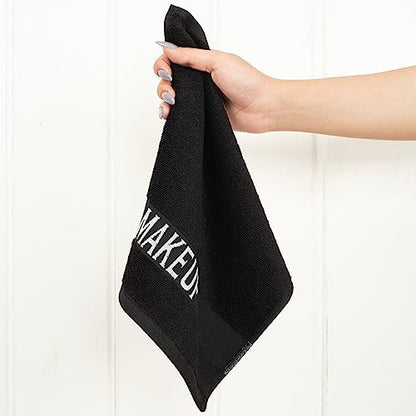 American Soft Linen 100% Cotton Luxury Turkish Towels, Makeup Remover Set | Soft Absorbent Quick Dry OEKO Tex Standard 100 Certificated Durable Machine Washable Premium Hotel Quality - color: Black, size: 12"x12"