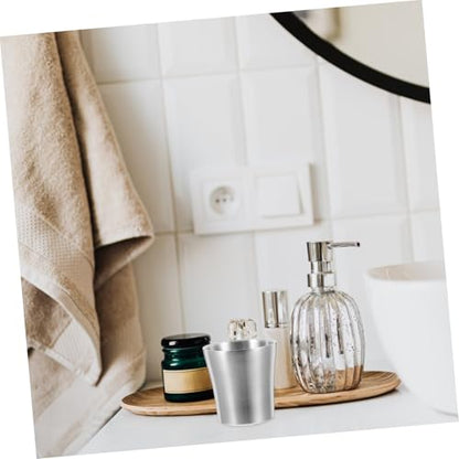 HEALLILY Stainless Steel Toothbrush Storage Cup Insulated Bathroom Tumbler Unbreakable Travel Water Mug for Rinsing Personal Care Modern Design for Couples Camping