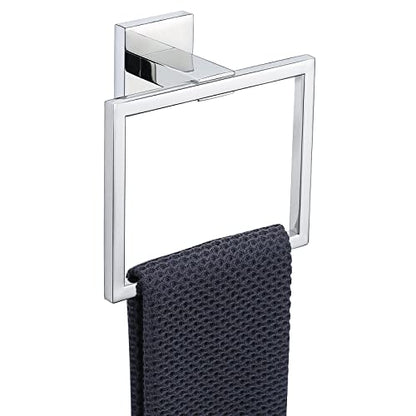 TQKAG Polished Towel Ring, Bathroom Hand Towel Holder, Wall Mount | 5.5 Inch, Square Towel Ring, SUS304 Stainless Steel, Easy Installation, Bathroom Kitchen Entryway Vanity Sink - color: Polished