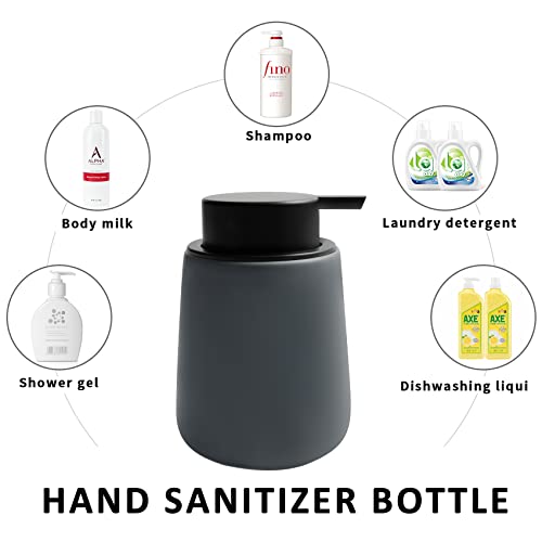 Soap Dispenser Ceramic with Easy-to-Press Pump Hand Lotion Liquid Dispenser for Shampoo Bathroom Kitchen 12 oz Grey - color: Liquid-grey