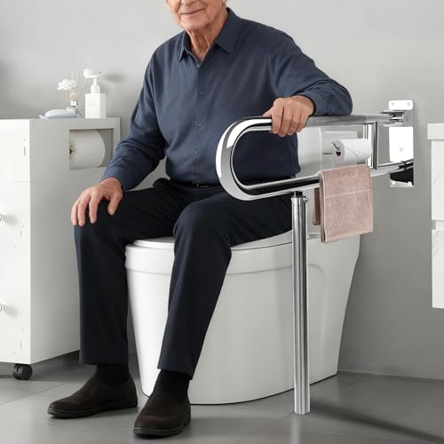 Handicap Grab Bar,23.6 Inch Stainless Steel 1.25" Diameter Toilet Safety Rails for Bathroom with Paper Holder, Anti-Slip Flip-Up Support Rail for Seniors Elderly - size: 23.6 Inch