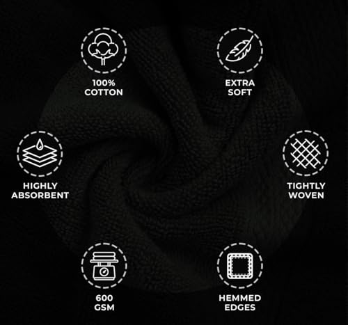 Avalon Towels Wash Cloths 12 Pack Black 100% Cotton Washcloths 12x12 Face Towels, Wash Rags, Facial Towel, fingertip Towel for Bathroom, Black Washcloth - color: Black