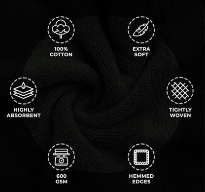 Avalon Towels Wash Cloths 12 Pack Black 100% Cotton Washcloths 12x12 Face Towels, Wash Rags, Facial Towel, fingertip Towel for Bathroom, Black Washcloth - color: Black