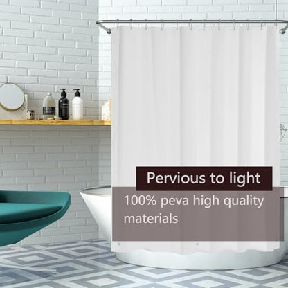 TIKABC Shower Curtain Liner, 4G PEVA Shower Liner, Plastic Waterproof Shower Curtains, with Grommet Holes and 3 Magnetic Weights(White) - color: White