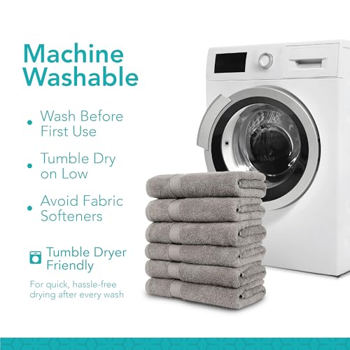 Pleasant Home Bath Towels Set of 6 (24” x 50”) 100% Cotton, Gray | 515 GSM | Lightweight, Soft & Highly Absorbent Luxury Towels for Bathroom | for Gym, Pool & Spa - color: Grey