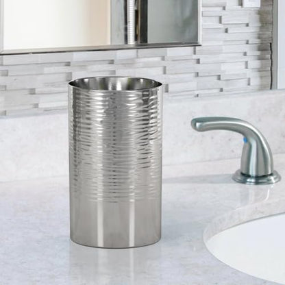 Toothbrush Holder, Bathroom Tumbler Cup, Stainless Steel Rinse Cup, Decorative Cup for Vanity Countertops, Sink, Desk, Makeup Brush Holder, Shiny or Hammered Finish