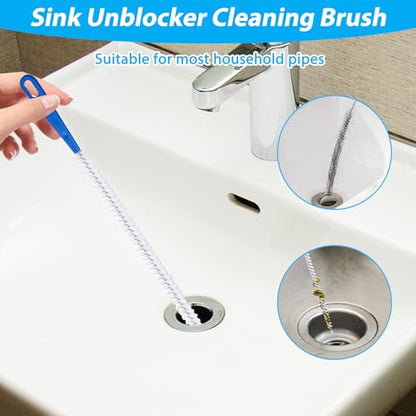 4 Pieces Drain Cleaning Brush, Sink Pipe Cleaners, Drain Brush Pipe Cleaning, Flexibly Bendable, Suitable for Toilets, Kitchen Sinks, Bathroom Bathtubs, Showers and Sewer Drains (17.71 Inches)