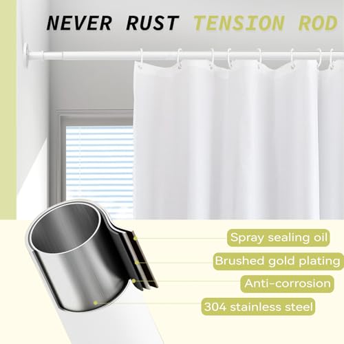 Shower Curtain Rod 31-100 In Adjustable Pole Heavy Duty White Tension Rods Spring Drilling and No Drilling Shower Rod for Bathroom Window Anti-Slip Never Rust - color: White, size: 31-100"