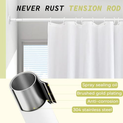 Shower Curtain Rod 31-100 In Adjustable Pole Heavy Duty White Tension Rods Spring Drilling and No Drilling Shower Rod for Bathroom Window Anti-Slip Never Rust - color: White, size: 31-100"