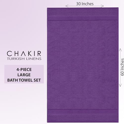 Chakir Turkish Linens 100% Cotton Premium Turkish Towels for Bathroom | 30'' x 60'' Large Bath Towels (4 Piece, Eggplant) - color: Eggplant