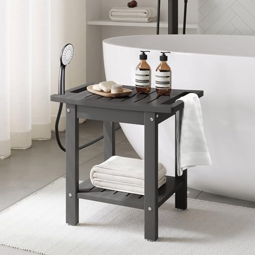 Sage HDPE Poly Plastic Waterproof Bathroom Shower Bench, Gray - color: Grey