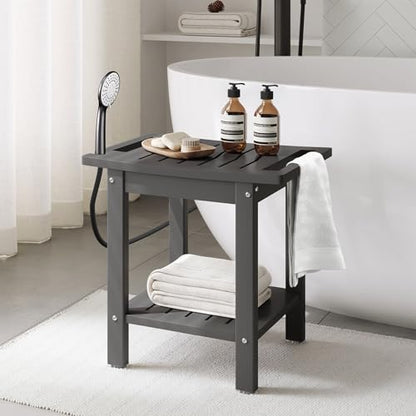Sage HDPE Poly Plastic Waterproof Bathroom Shower Bench, Gray - color: Grey