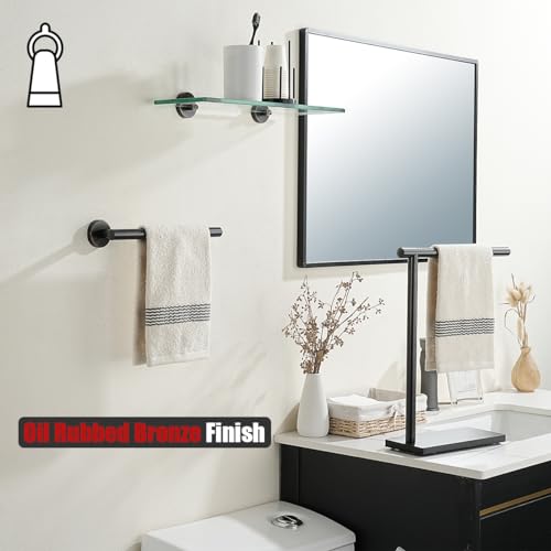 JQK Hand Towel Holder Towel Ring Oil Rubbed Bronze, 10 Inch Thicken 0.8mm 304 Stainless Steel Bathroom Hand Towel Bar, 9 Inch Useable Length Wall Mount Towel Rack Hanger, ORB, THH110L9-ORB - color: Oil Rubbed Bronze