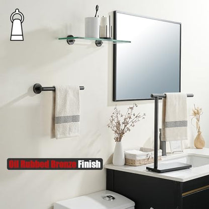 JQK Hand Towel Holder Towel Ring Oil Rubbed Bronze, 10 Inch Thicken 0.8mm 304 Stainless Steel Bathroom Hand Towel Bar, 9 Inch Useable Length Wall Mount Towel Rack Hanger, ORB, THH110L9-ORB - color: Oil Rubbed Bronze