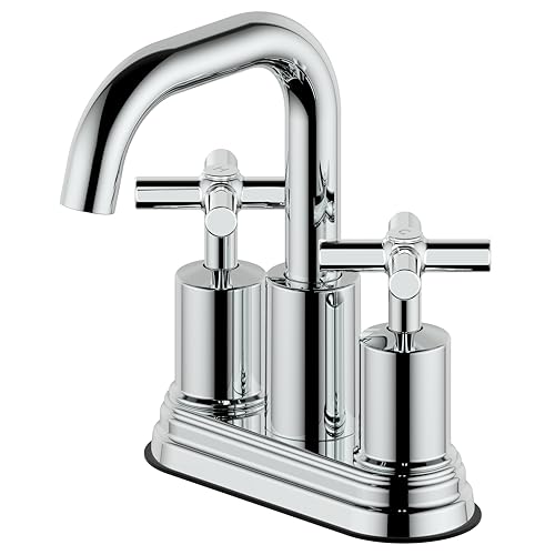 Two Handle Lavatory Faucet 4-inch Centerset Bathroom Sink Faucets with Drain Assembly for 3 Hole Sink Polished Chrome Finish DF-4303CCH-CP Duttao - color: Polished Chrome