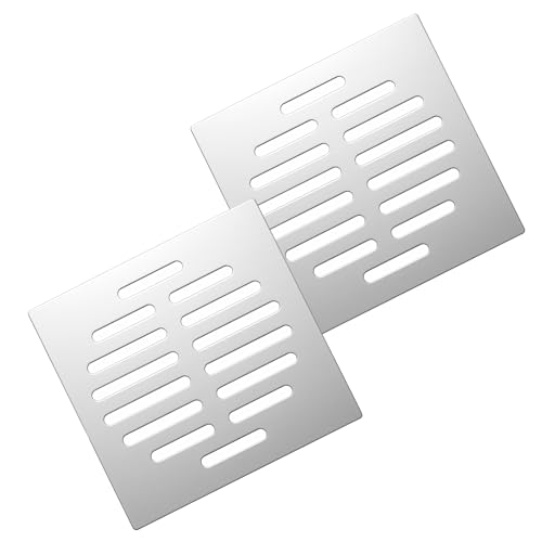 2PCS Square Shower Drain Cover, 5Inch Stainless Steel Bathroom Hair Catcher for Shower, Flat Floor Drain Cover for Bathroom, Kitchen