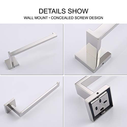 TASTOS Premium Stainless Steel Hand Towel Holder, Square Hand Towel Ring Heavy Duty Wall Mounted Modern Hand Towel Bar for Bathroom Kitchen, Polished Chrome - color: Polished Chrome