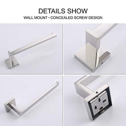 TASTOS Premium Stainless Steel Hand Towel Holder, Square Hand Towel Ring Heavy Duty Wall Mounted Modern Hand Towel Bar for Bathroom Kitchen, Polished Chrome - color: Polished Chrome