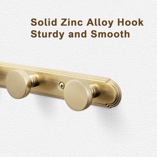 Goo-Ki 1 Pack Champagne Bronze Coat Rack Wall Mount Heavy Duty, Towel Rack Zinc Alloy Coat Hooks Wall Mounted for Hanging Bag Hat Clothes - color: Champagne Bronze, size: 3 Hooks
