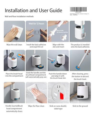 PeiTuSangJin Disposable Toilet Brush Wand kit,Auto-Ejecting32 Refills | 360° Dead-Angle-Free Cleaning,3 Air-Purifying Scent Rings,Wall-Mounted Disposable Toilet Brush(1+32) - color: 1-32 Replacement Heads