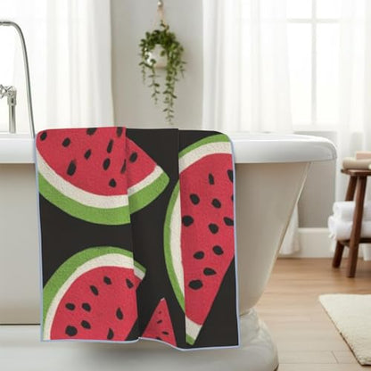Waffle Bath Towel 29"x58" Quick Dry Watermelon Seamless Pattern Bath Towel, Lightweight Fast Drying Towel, Soft Large Bath Towel for Bathroom, Gym, Travel, Beach Towel