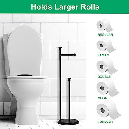 Toilet Paper Holder Free Standing, Black Toilet Paper Holder, Bathroom Storage for 5 Mega Rolls, 27.6”H - color: C-matte Black