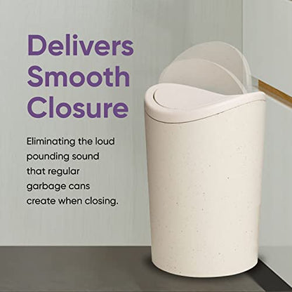 Superio Small Bathroom Trash Can with Lid, Modern White Mini Waste Bin with Swing Lid (1 1/2 Gallon, 6 Liter) Plastic Garbage Can for Kitchen, Bathroom, Bedroom, Office, Under Desk (1, Ecohome) - color: Ecohome